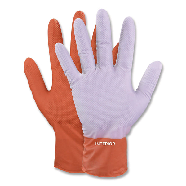 GloveWorks® by AMMEX® Ultra Industrial Flock-Lined Nitrile Disposable Gloves, Large, 8 mil Thick, 9.06" Long, Orange, 50/Box, 10 Boxes/Carton (AXCGWUOFN46050) Case of 500