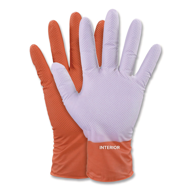 GloveWorks® by AMMEX® Ultra Industrial Flock-Lined Nitrile Disposable Gloves, Large, 8 mil Thick, 9.06" Long, Orange, 50/Box, 10 Boxes/Carton (AXCGWUOFN46050) Case of 500