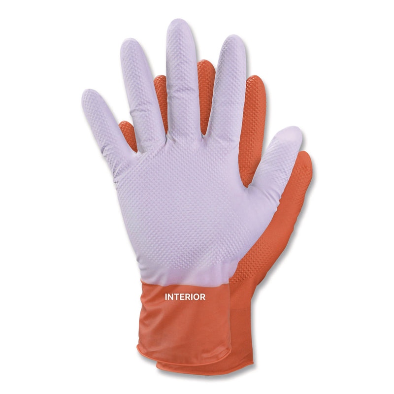 GloveWorks® by AMMEX® Ultra Industrial Flock-Lined Nitrile Disposable Gloves, Large, 8 mil Thick, 9.06" Long, Orange, 50/Box, 10 Boxes/Carton (AXCGWUOFN46050) Case of 500
