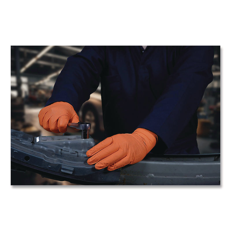 GloveWorks® by AMMEX® Ultra Industrial Flock-Lined Nitrile Disposable Gloves, X-Large, 6 mil Thick, 9.06" Long, Orange, 50/Box, 10 Boxes/Carton (AXCGWUOFN48050) Case of 500