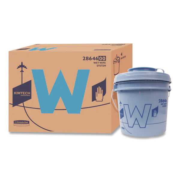Kimtech™ W Aviation Wet Wipe System Bucket, 1 gal, Blue/Gray, 4/Carton (KCC28646) Case of 4