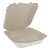 Pactiv Evergreen EarthChoice Bagasse Hinged Lid Container, 7.8 x 7.8 x 2.8, White, 150/Carton (PCTYMCH0803BB) Case of 150