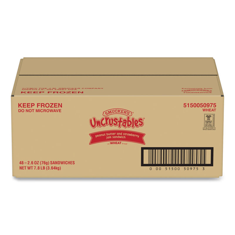 Smucker's® UNCRUSTABLES Peanut Butter and Strawberry Jam on Wheat Bread, 2.6 oz Bag, 48/Carton (GRR22002220) Case of 48