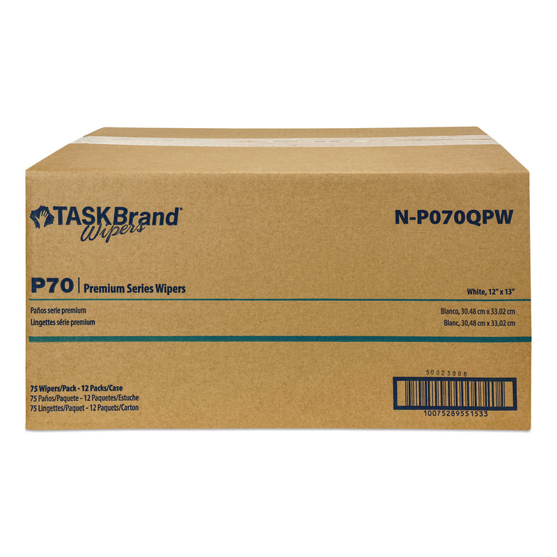 HOSPECO® TASKBrand P70 Series Premium Wiper, 11 x 13, Unscented, 75/Pack, 12 Packs/Carton (HOSNP070QPW) Case of 12