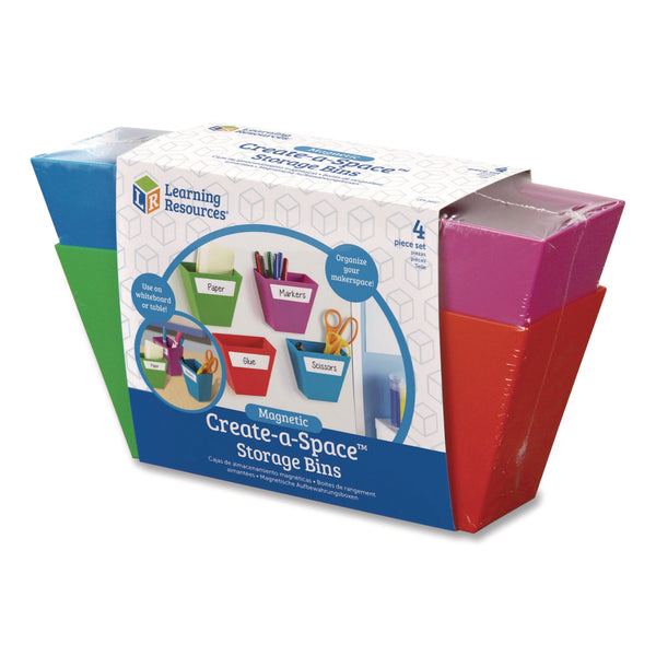Learning Resources® Magnetic Create-a-Space Storage Bins, 2" x 3.75" Assorted Colors, 4 Bins (LRNLER3807) Each