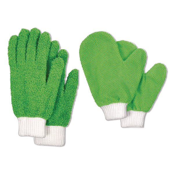 TidyUps Microfiber Dusting Gloves and Mitts, Green with White Cuffs, 2 Gloves, 2 Mitts (CH7TU05709) Each
