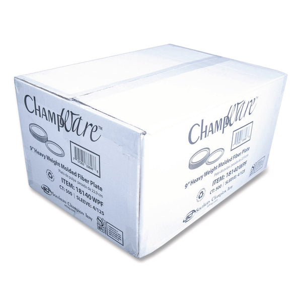 SCT® ChampWare Molded Fiber Tableware, Molded Fiber Plate, 9" dia, White, 125 Plates/Sleeve, 4 Sleeves/Carton (SCH18140WPF) Case of 500