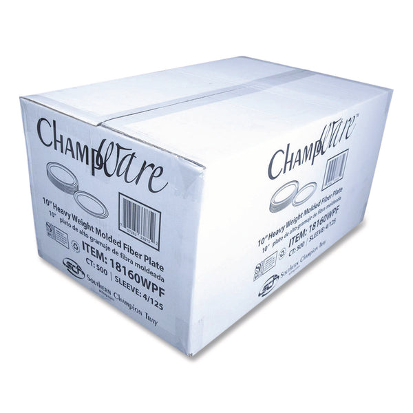 SCT® ChampWare Molded Fiber Tableware, Molded Fiber Plate, 10" dia, White, 125 Plates/Sleeve, 4 Sleeves/Carton (SCH18160WPF) Case of 500