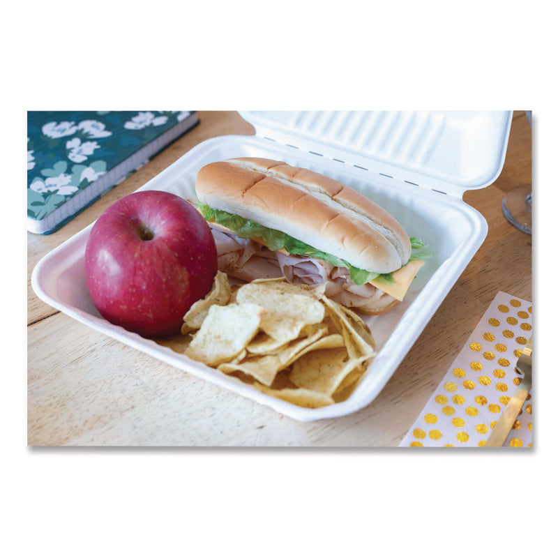 SCT® ChampWare Molded-Fiber Clamshell Containers, 9 x 9 x 3, White, 100/Sleeve, 2 Sleeves/Carton (SCH18935WPF) Case of 200