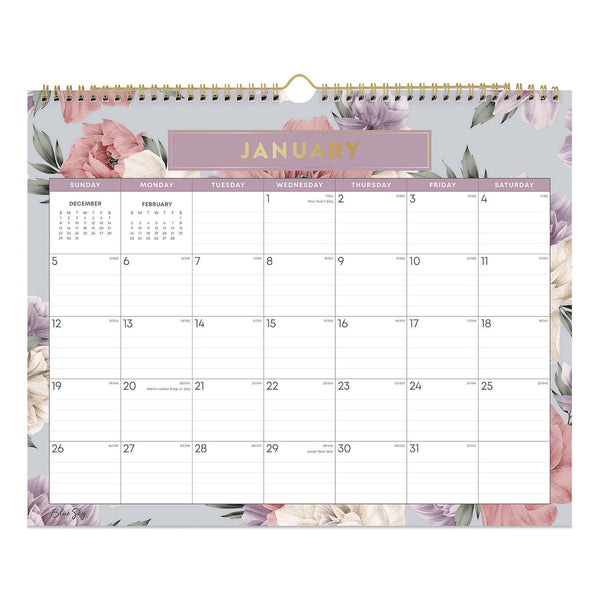 Blue Sky® Tula Monthly Wall Calendar, Floral Artwork, 15 x 12, White/Multicolor Sheets, 12-Month (Jan to Dec): 2026 (BLS144076) Each