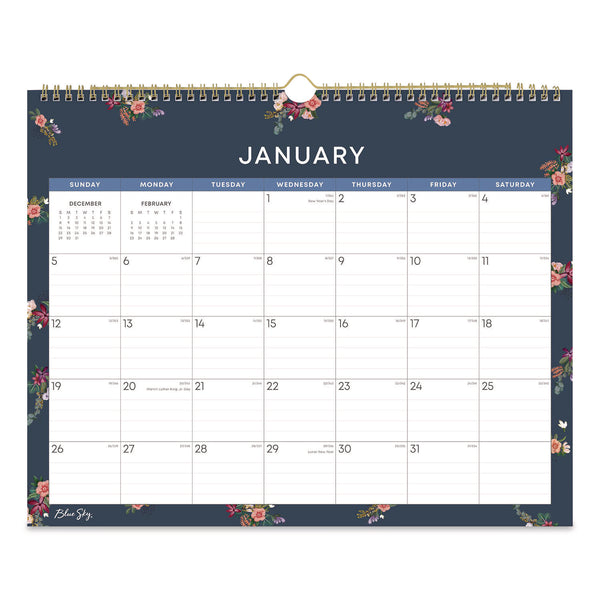 Blue Sky® Ashlyn Monthly Wall Calendar, Floral Artwork, 15 x 12, White/Blue/Pink Sheets, 12-Month (Jan to Dec): 2026 (BLS148617) Each