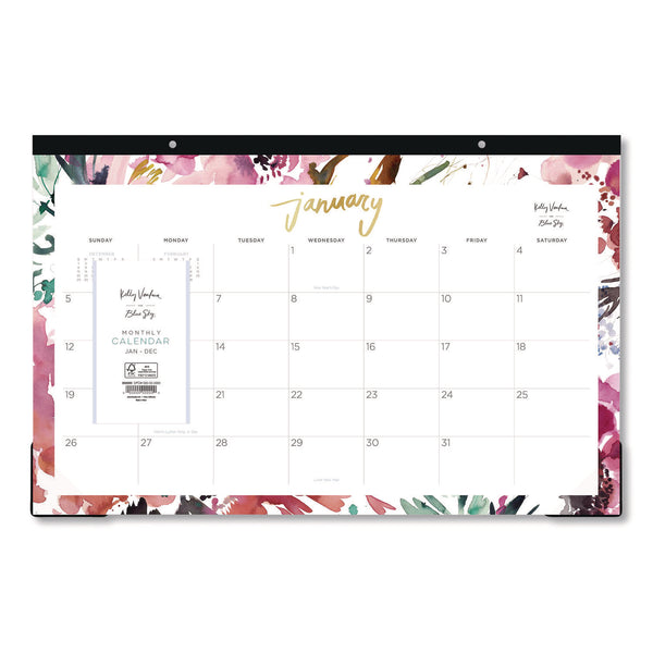 Blue Sky® Kelly Ventura Magenta Bloom Desk Pad Calendar, 17 x 11, Floral Artwork, White/Multicolor Sheets, 12-Month (Jan to Dec): 2026 (BLS149057) Each