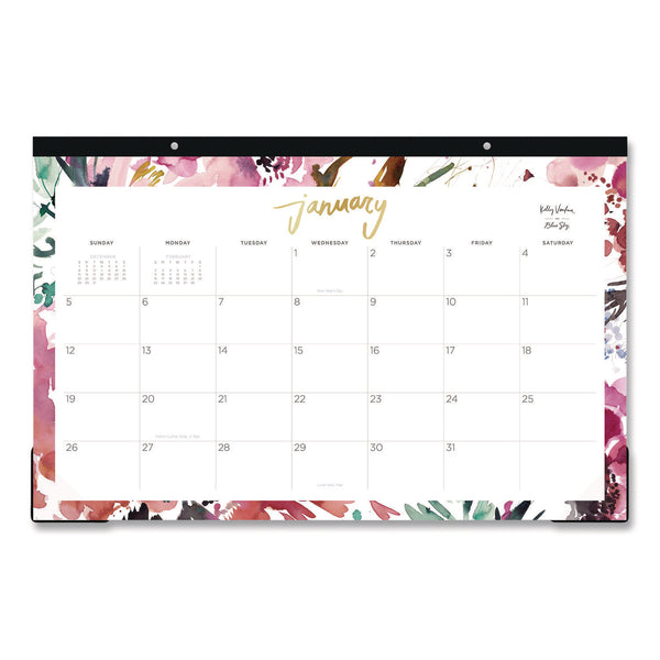 Blue Sky® Kelly Ventura Magenta Bloom Desk Pad Calendar, 17 x 11, Floral Artwork, White/Multicolor Sheets, 12-Month (Jan to Dec): 2026 (BLS149057) Each