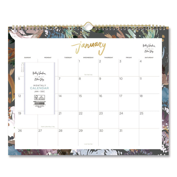 Blue Sky® Midnight Garden Monthly Wall Calendar, 15 x 12, Floral Artwork, White/Multicolor Sheets, 12-Month (Jan to Dec): 2026 (BLS149058) Each