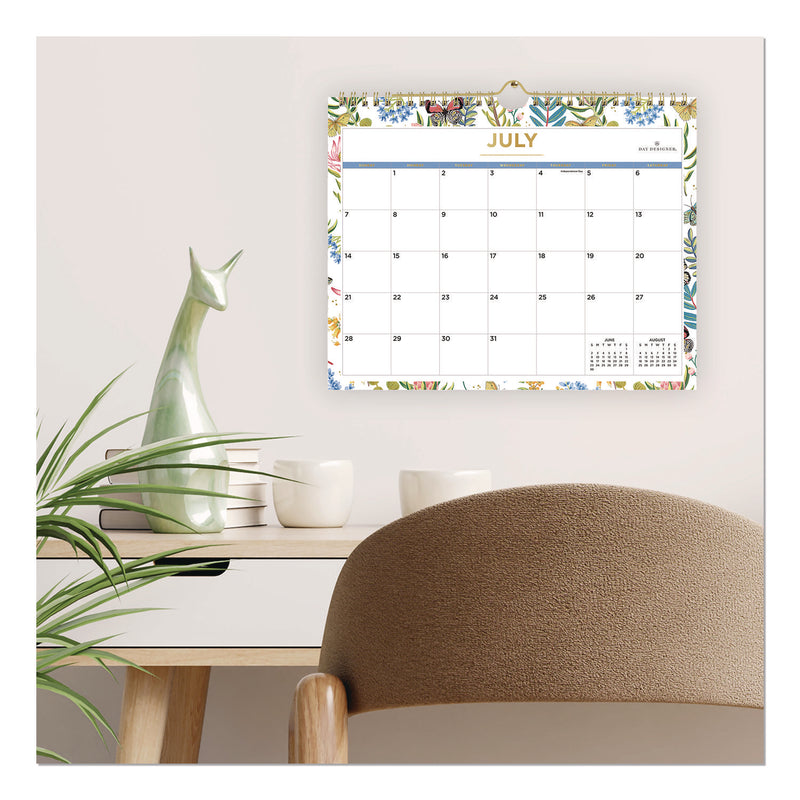 Blue Sky® Day Designer Flutter Academic Year Wall Calendar, Butterfly Floral Artwork, 11 x 8.75, 12-Month (July to June): 2025 to 2026 (BLS136694) Each