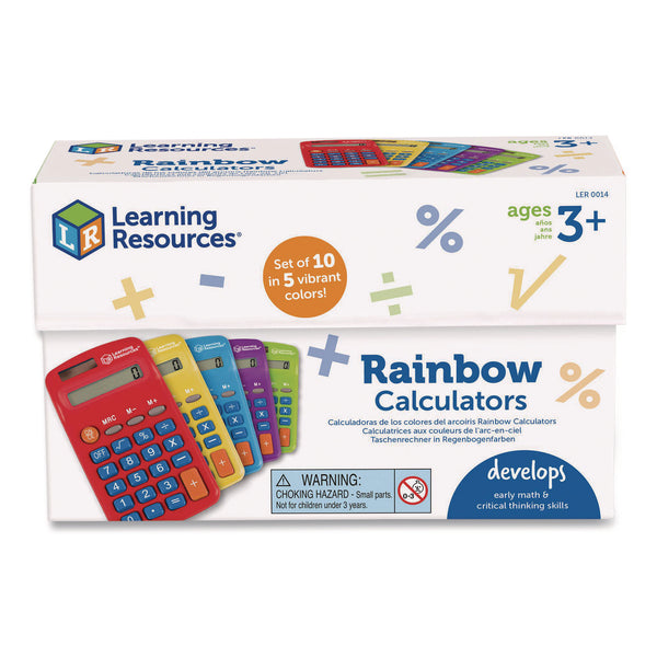 Learning Resources® Rainbow Calculators, 8-Digit, LCD, 10 Calculators (LRNLER0014) Each