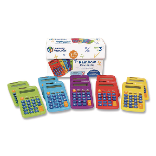 Learning Resources® Rainbow Calculators, 8-Digit, LCD, 10 Calculators (LRNLER0014) Each