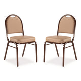 NPS® 9200 Series Premium Upholstered Stack Chair, Vinyl, Supports 500 lb, 19" Seat Ht, French Beige Seat/Back, Mocha Base, 2/Pack (NPS9201M2) Each