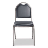 NPS® 9200 Series Premium Upholstered Stack Chair, Vinyl, Supports 500 lb, 19" Seat Ht, Midnight Blue Seat/Back, Silver Base, 2/PK (NPS9204SV2) Each