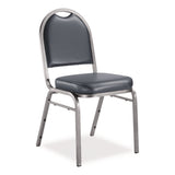 NPS® 9200 Series Premium Upholstered Stack Chair, Vinyl, Supports 500 lb, 19" Seat Ht, Midnight Blue Seat/Back, Silver Base, 2/PK (NPS9204SV2) Each
