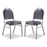NPS® 9200 Series Premium Upholstered Stack Chair, Vinyl, Supports 500 lb, 19" Seat Ht, Midnight Blue Seat/Back, Silver Base, 2/PK (NPS9204SV2) Each