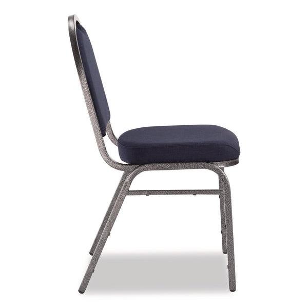 NPS® 9200 Series Premium Upholstered Stack Chair, Fabric, Supports 500 lb, 19" Seat Ht, Midnight Blue Seat/Back, Silver Base, 2/PK (NPS9254SV2) Each
