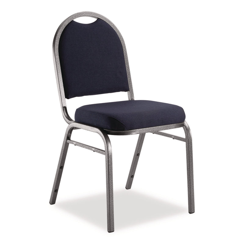 NPS® 9200 Series Premium Upholstered Stack Chair, Fabric, Supports 500 lb, 19" Seat Ht, Midnight Blue Seat/Back, Silver Base, 2/PK (NPS9254SV2) Each