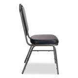 NPS® 9300 Series Deluxe Upholstered Stack Chair, Vinyl, Supports 500 lb, 19" Seat Ht, Midnight Blue Seat/Back, Silver Base, 2/Pack (NPS9304SV2) Each