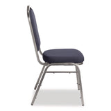 NPS® 9300 Series Deluxe Upholstered Stack Chair, Fabric, Supports 500 lb, 19" Seat Ht, Midnight Blue Seat/Back, Silver Base, 2/PK (NPS9354SV2) Each