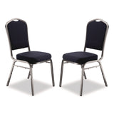 NPS® 9300 Series Deluxe Upholstered Stack Chair, Fabric, Supports 500 lb, 19" Seat Ht, Midnight Blue Seat/Back, Silver Base, 2/PK (NPS9354SV2) Each