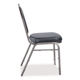 NPS® 9200 Series Premium Upholstered Stack Chair, Vinyl, Supports 500 lb, 19" Seat Ht, Midnight Blue Seat/Back, Silver Base, 2/PK (NPS9204SV2) Each