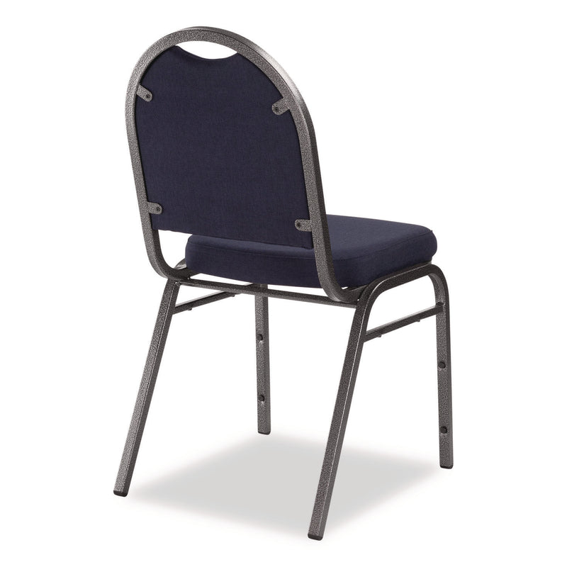 NPS® 9200 Series Premium Upholstered Stack Chair, Fabric, Supports 500 lb, 19" Seat Ht, Midnight Blue Seat/Back, Silver Base, 2/PK (NPS9254SV2) Each
