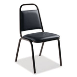 NPS® 9100 Series Vinyl Upholstered Stack Chair, Supports 300 lbs, 18" Seat Height, Midnight Blue Seat/Back, Black Base, 4/Pack (NPS9104B4) Each