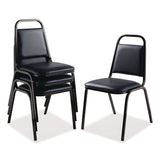 NPS® 9100 Series Vinyl Upholstered Stack Chair, Supports 300 lbs, 18" Seat Height, Midnight Blue Seat/Back, Black Base, 4/Pack (NPS9104B4) Each