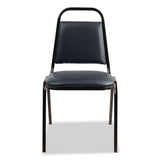 NPS® 9100 Series Vinyl Upholstered Stack Chair, Supports 300 lbs, 18" Seat Height, Midnight Blue Seat/Back, Black Base, 4/Pack (NPS9104B4) Each