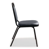 NPS® 9100 Series Vinyl Upholstered Stack Chair, Supports 300 lbs, 18" Seat Height, Midnight Blue Seat/Back, Black Base, 4/Pack (NPS9104B4) Each