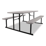 NPS® Blow Molded Folding Picnic Table, Rectangular, 57w x 72d x 29.5h, Speckled Gray Top, Black Base/Legs (NPSBMPT3072BK02) Each