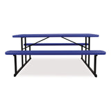 NPS® Blow Molded Folding Picnic Table, Rectangular, 57w x 72d x 29.5h, Blue Top, Black Base/Legs (NPSBMPT3072BK04) Each