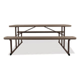 NPS® Blow Molded Folding Picnic Table, Rectangular, 57w x 72d x 29.5h, Brown Top, Brown Base/Legs (NPSBMPT3072BR03) Each