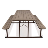 NPS® Blow Molded Folding Picnic Table, Rectangular, 57w x 72d x 29.5h, Brown Top, Brown Base/Legs (NPSBMPT3072BR03) Each