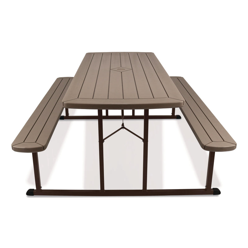 NPS® Blow Molded Folding Picnic Table, Rectangular, 57w x 72d x 29.5h, Brown Top, Brown Base/Legs (NPSBMPT3072BR03) Each