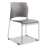 NPS® 8700 Series Cafetorium Plush Vinyl Stack Chair, Supports Up to 500 lb, 18" Seat Ht, Blue Seat, Gray Back, Silver Base, 4/PK (NPS874212024) Each