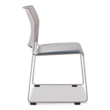 NPS® 8700 Series Cafetorium Plush Vinyl Stack Chair, Supports Up to 500 lb, 18" Seat Ht, Blue Seat, Gray Back, Silver Base, 4/PK (NPS874212024) Each
