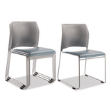 NPS® 8700 Series Cafetorium Plush Vinyl Stack Chair, Supports Up to 500 lb, 18" Seat Ht, Blue Seat, Gray Back, Silver Base, 4/PK (NPS874212024) Each