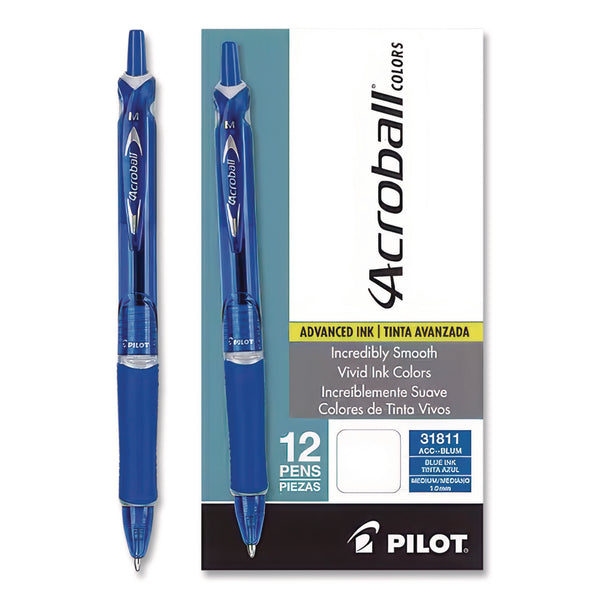 Pilot Acroball Pen, .1mm, Retractable, Blue Barrel/Ink (PIL31811) Each