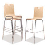 NPS® Bushwick Series Bentwood Stool, Supports Up to 500 lb, 30" Seat Height, Natural Seat, Natural Back, Chrome Base, 4/Pack (NPSBCS224) Each