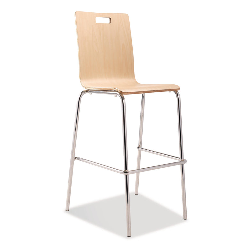 NPS® Bushwick Series Bentwood Stool, Supports Up to 500 lb, 30" Seat Height, Natural Seat, Natural Back, Chrome Base, 4/Pack (NPSBCS224) Each