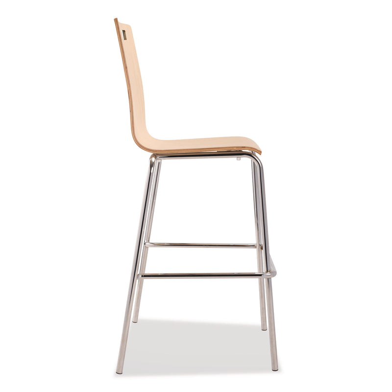 NPS® Bushwick Series Bentwood Stool, Supports Up to 500 lb, 30" Seat Height, Natural Seat, Natural Back, Chrome Base, 4/Pack (NPSBCS224) Each