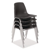 NPS® 8100 Series Poly Shell Stacking Chair, Supports Up to 500 lb, 18" Seat Height, Black Seat, Black Back, Chrome Base, 4/Pack (NPS81104) Each