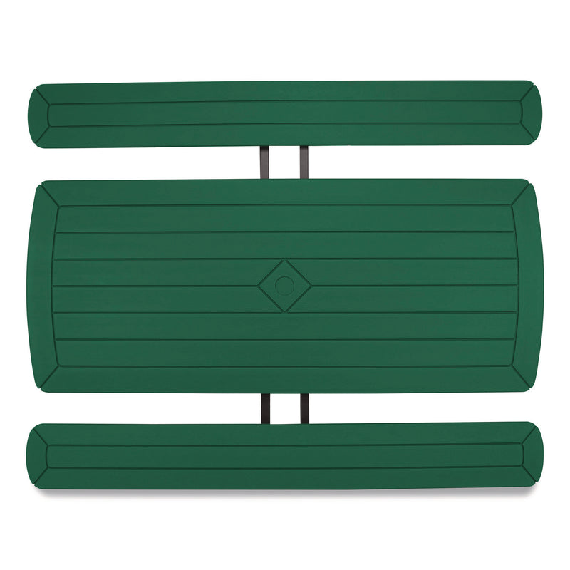 NPS® Blow Molded Folding Picnic Table, Rectangular, 57w x 72d x 29.5h, Green Top, Black Base/Legs (NPSBMPT3072BK06) Each